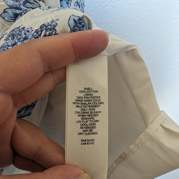 Eliza J Floral Flutter Sleeve Fit & Flare Cotton Dress Blue Size 16 Eyelet - Picture 7 of 9